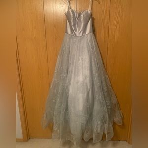 Terani couture silver glitter ballgown